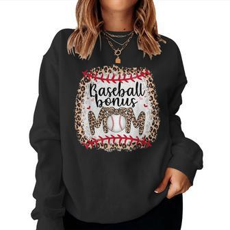 Bleached Baseball Bonus Mom Life Baseball Mom Mothers Day Women Crewneck Graphic Sweatshirt - Thegiftio UK