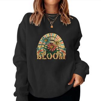 Bloom Like A Flower Retro Boho V3 Women Crewneck Graphic Sweatshirt - Seseable