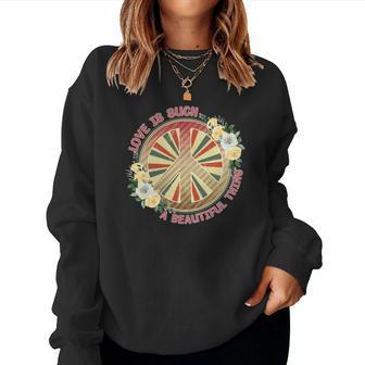 Boho Vintage Love Is Such A Beautiful Thing Women Crewneck Graphic Sweatshirt - Seseable