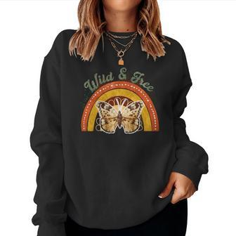 Boho Vintage Wild And Free Retro Women Crewneck Graphic Sweatshirt | Seseable CA