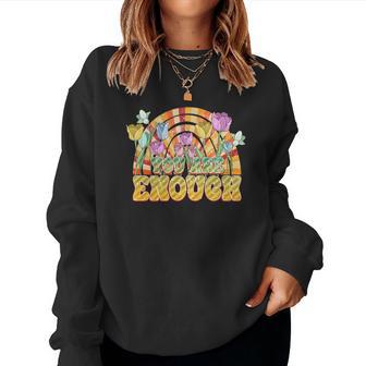 Boho Vintage You Are Enough Retro Custom Women Crewneck Graphic Sweatshirt - Seseable