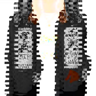 Camping Life Mom - Messy Bun Mom Camping Life Women Crewneck Graphic Sweatshirt - Thegiftio