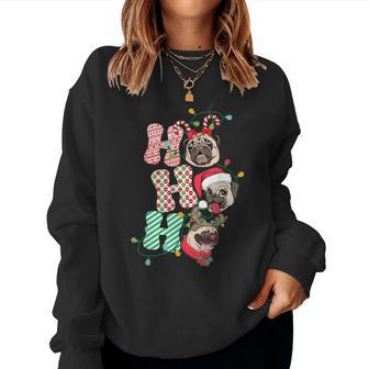 Christmas Ho Ho Ho Pug Dog Gift For Dog Lover Funny Xmas  Women Crewneck Graphic Sweatshirt