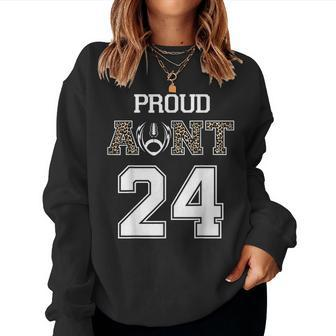 Custom Proud Football Aunt Number 24 Personalized For Women Women Crewneck Graphic Sweatshirt - Thegiftio UK