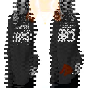 Cute Funny For Preschool Teachers Abcd Rock Preschool Rocks Women Crewneck Graphic Sweatshirt - Thegiftio