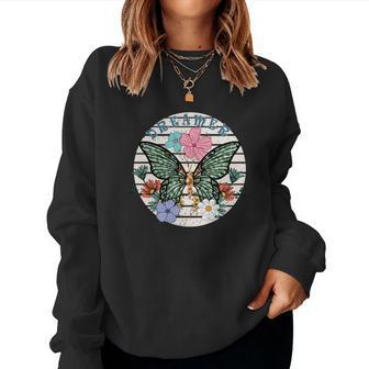 Dreamer Like A Butterfly Retro Boho V2 Women Crewneck Graphic Sweatshirt - Seseable