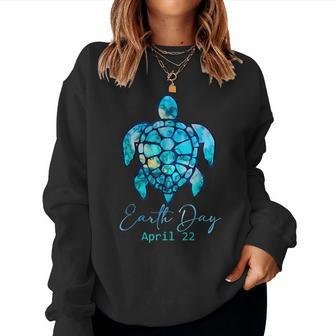 Earth Day 2022 Restore Earth Sea Turtle Art Save The Planet Women Crewneck Graphic Sweatshirt - Thegiftio UK
