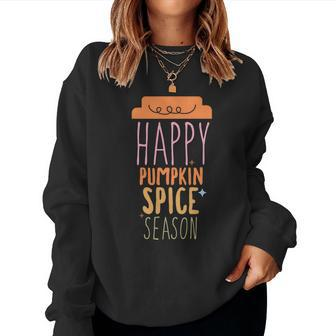 Fall Happy Pumpkin Spice Season Funny Design Women Crewneck Graphic Sweatshirt - Seseable