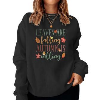 Fall Leaves Are Falling Autumn Is Falling Women Crewneck Graphic Sweatshirt - Thegiftio