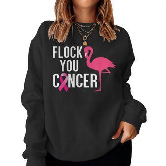 Flock You Breast Cancer Awareness Flamingo Pink Cute Women Crewneck Graphic Sweatshirt - Thegiftio UK
