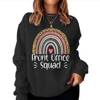 Front Office Squad Rainbow Leopard School Teacher Officer Women Crewneck Graphic Sweatshirt - Thegiftio UK