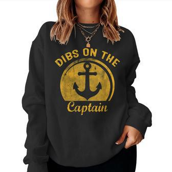 Funny Captain Wife Dibs On The Captain Boat Lover Women Crewneck Graphic Sweatshirt - Thegiftio UK