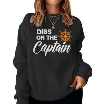 Funny Captain Wife Dibs On The Captain V10 Women Crewneck Graphic Sweatshirt - Thegiftio UK