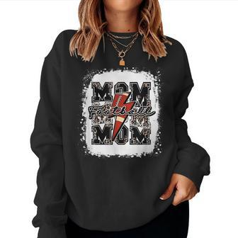 Funny Football Mom Retro Lightning Bolt Leopard Game Day Women Crewneck Graphic Sweatshirt - Thegiftio UK