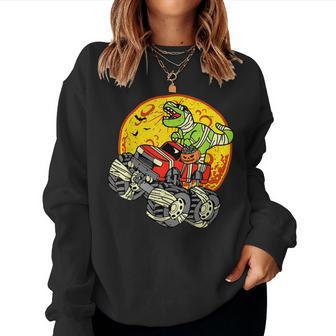Funny Halloween Mummy Dinosaur T Rex Monster Truck Kids Boys Women Crewneck Graphic Sweatshirt - Thegiftio UK
