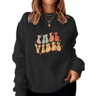 Funny Retro Fall Vibes Groovy Style Women Crewneck Graphic Sweatshirt - Seseable
