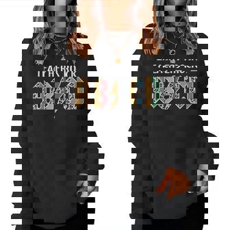 Funny Teacher Abcd Rocks Back To School Teachers Rock Abcd Women Crewneck Graphic Sweatshirt - Thegiftio