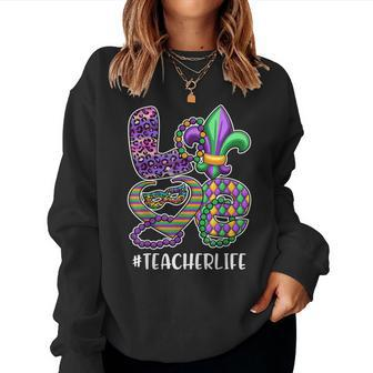 Funny Teacher Mardi Gras Family Matching Outfit V2 Women Crewneck Graphic Sweatshirt - Thegiftio UK