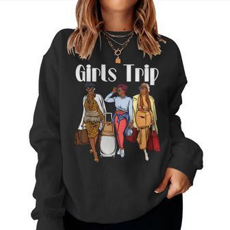 Girls Trip 2022 For Black Melanin Queen On Vacation Women Women Crewneck Graphic Sweatshirt - Thegiftio UK