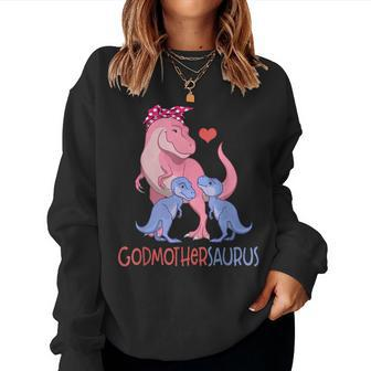 Godmothersaurus T Rex Dinosaur Godmother Saurus Family Women Crewneck Graphic Sweatshirt - Thegiftio
