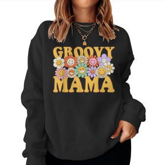 Groovy Mama Retro Matching Family 1St Birthday Party Women Crewneck Graphic Sweatshirt - Thegiftio UK
