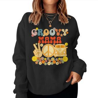 Groovy Mama Retro Matching Family Baby Shower Mothers Day Women Crewneck Graphic Sweatshirt - Thegiftio UK