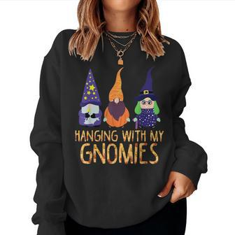 Hanging With Gnomies Happy Halloween Gnomes Costume Women Women Crewneck Graphic Sweatshirt - Thegiftio UK
