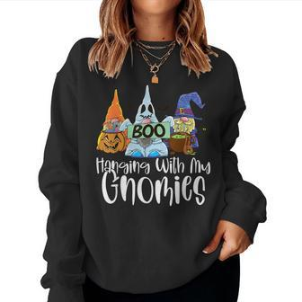 Hanging With My Gnomies Cute Halloween Gnomes For Women Women Crewneck Graphic Sweatshirt - Thegiftio UK
