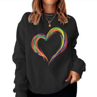 Heart Rainbow Flag Lgbt Gay Les Pride Support Lgbtq Parade Women Crewneck Graphic Sweatshirt - Thegiftio UK