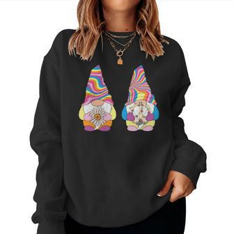 Hippie Funny Colorful Gnomes Idea Design Women Crewneck Graphic Sweatshirt - Seseable