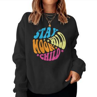 Hippie Stay Wild Moon Child Idea Custom Women Crewneck Graphic Sweatshirt - Seseable