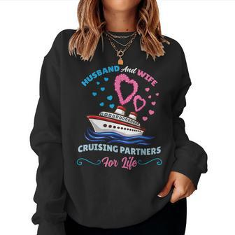 Husband And Wife Cruising Partners For Life Women Crewneck Graphic Sweatshirt - Thegiftio UK