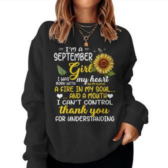 Im A September Girl Sunflower September Birthday For Women Women Crewneck Graphic Sweatshirt - Thegiftio UK