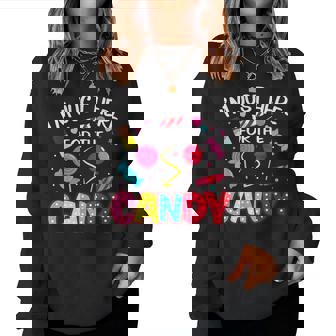 Im Just Here For The Candy Halloween Cute Lollipop Sweets Women Crewneck Graphic Sweatshirt - Thegiftio