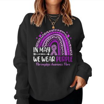 In May We Wear Purple Rainbow Fibromyalgia Awareness 2022 Women Crewneck Graphic Sweatshirt - Thegiftio UK