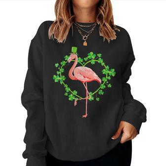 Irish Flamingo Green Lucky St Pattys Saint Patrick Day 2022 Women Crewneck Graphic Sweatshirt - Thegiftio UK
