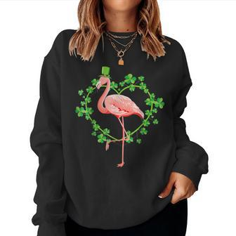 Irish Flamingo Green Saint Patrick Day 2022 Lucky St Pattys Women Crewneck Graphic Sweatshirt - Thegiftio UK