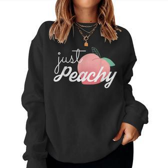 Just Peachy Womens Summer Vacation Girls Trip Besties Gifts Women Crewneck Graphic Sweatshirt - Thegiftio UK