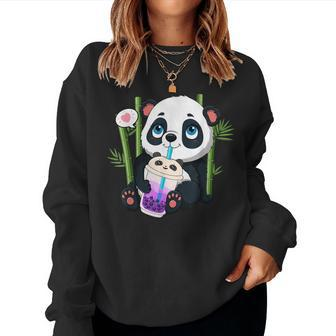 Kawaii Panda Bubble Boba Tea Anime Gift Boys Girls N Women Crewneck Graphic Sweatshirt - Thegiftio UK