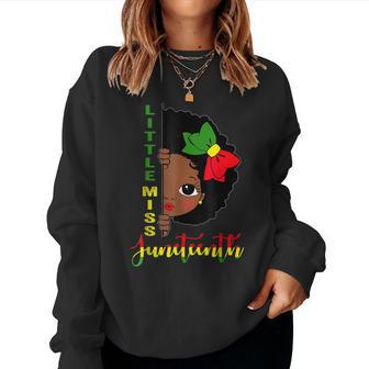 Little Miss Junenth Girl Toddler Black History Month Women Crewneck Graphic Sweatshirt - Thegiftio UK