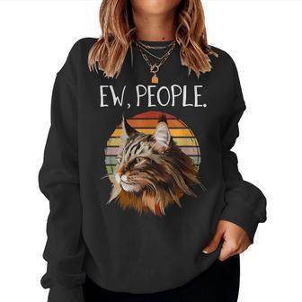 Maine Coon Cat Funny Womens Ew People Meowy Cat Lovers Women Crewneck Graphic Sweatshirt - Thegiftio UK