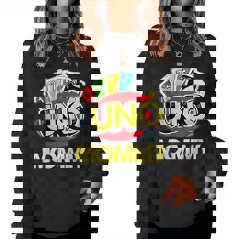 Matching Family Uno Fan Mommy Of The Birthday Boy Women Crewneck Graphic Sweatshirt - Thegiftio