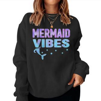 Mermaid Vibes Women Summer Vacation Squad Girls Toddler Cute Women Crewneck Graphic Sweatshirt - Thegiftio UK