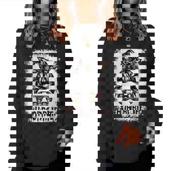 Messy Bun Horror Life Horror Movie Horror Mom Halloween Women Crewneck Graphic Sweatshirt - Thegiftio