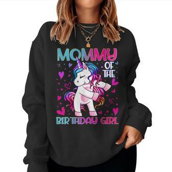 Mommy Of The Birthday Girl Flossing Unicorn Mom Mommy Gifts Women Crewneck Graphic Sweatshirt - Thegiftio UK