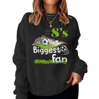 Number 8S Biggest Fan Soccer Player Mom Dad Family Women Crewneck Graphic Sweatshirt - Thegiftio UK