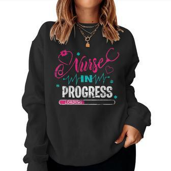Nurse In Progress - Nursing Student Future Nurse Life Women Crewneck Graphic Sweatshirt - Thegiftio UK