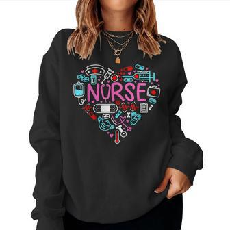 Nurse Love Nursing Student Rn Life Thank You Gifts For Women Women Crewneck Graphic Sweatshirt - Thegiftio UK