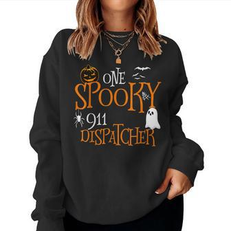 One Spooky 911 Dispatcher Halloween Funny Costume Women Crewneck Graphic Sweatshirt - Seseable