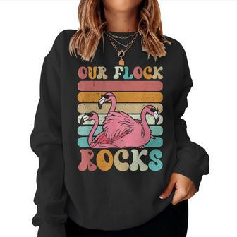 Our Flock Rocks Flamingo Matching Family Vacation V2 Women Crewneck Graphic Sweatshirt - Thegiftio UK